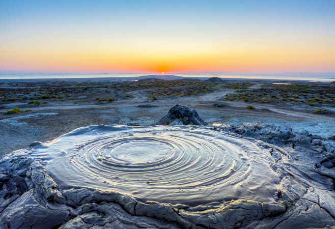 mud volcanoes in Gobustan National Park